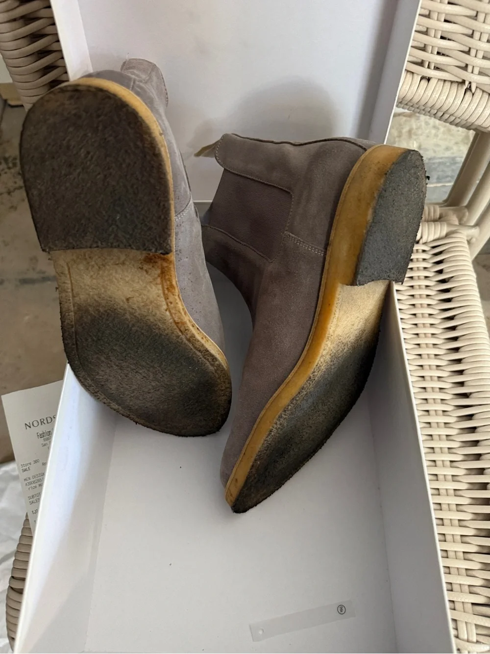 Common Projects Warm Grey Suede Chelsea Boots 42